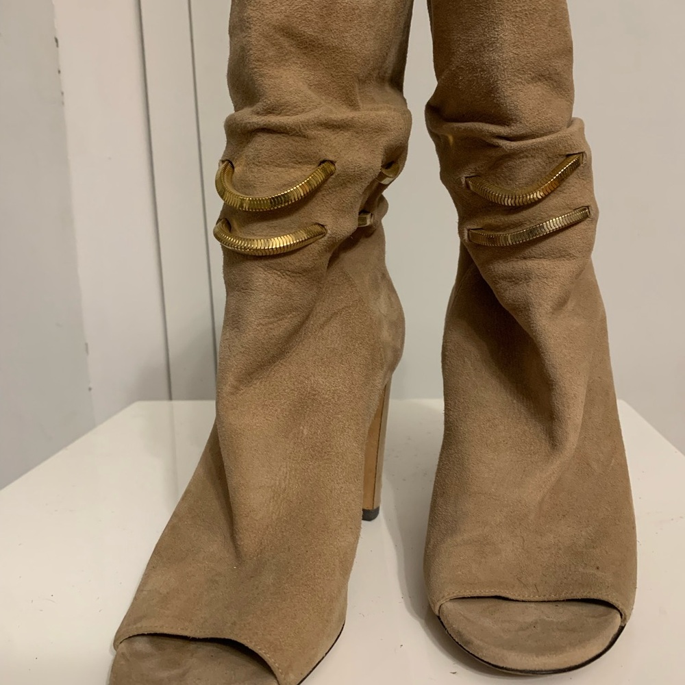 Elegant Tan Jimmy Choo Peep-Toe Women's Boots
